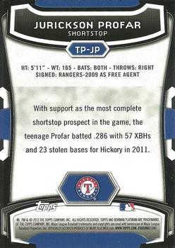 2012 Bowman Platinum - Top Prospects #TP-JP Jurickson Profar Back