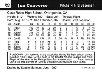 1990 Little Sun High School Prospects #22 Jim Converse Back