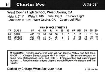 1990 Little Sun High School Prospects #6 Charles Poe Back