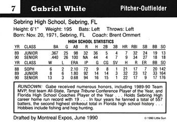 1990 Little Sun High School Prospects #7 Gabriel White Back