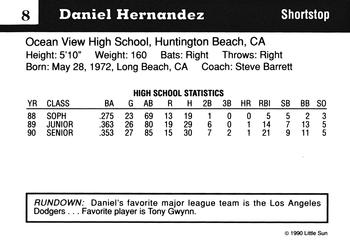 1990 Little Sun High School Prospects #8 Daniel Hernandez Back