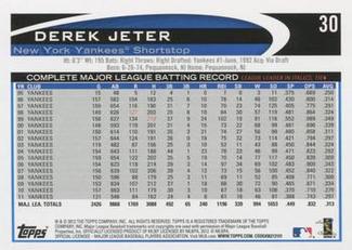 2012 Topps Mini #30 Derek Jeter Back