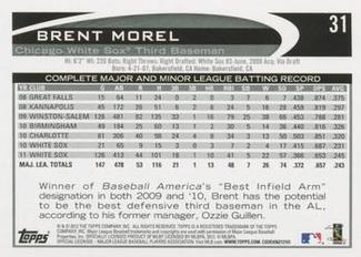 2012 Topps Mini #31 Brent Morel Back