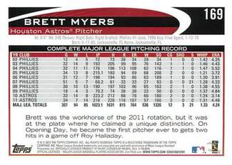 2012 Topps Mini #169 Brett Myers Back