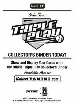 2012 Panini Triple Play - Stickers #16 Great Catch Back