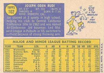 1970 Topps #102 Joe Rudi Back