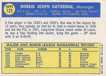 1970 Topps #123 Don Gutteridge Back