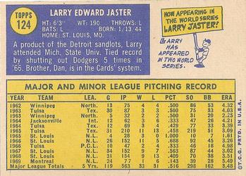1970 Topps #124 Larry Jaster Back