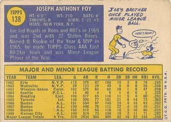 1970 Topps #138 Joe Foy Back