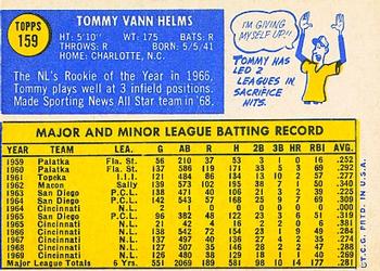 1970 Topps #159 Tommy Helms Back