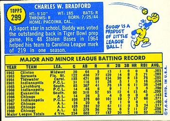 1970 Topps #299 Buddy Bradford Back