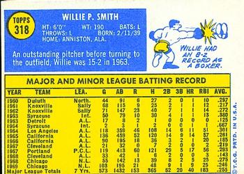1970 Topps #318 Willie Smith Back