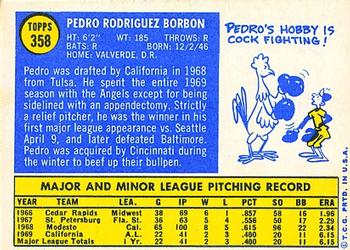 1970 Topps #358 Pedro Borbon Back
