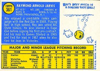 1970 Topps #361 Ray Jarvis Back