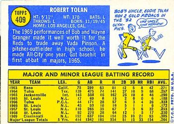 1970 Topps #409 Bob Tolan Back