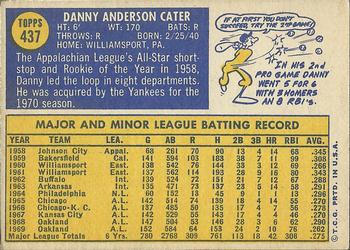1970 Topps #437 Danny Cater Back