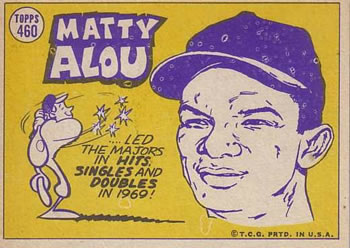 1970 Topps #460 Matty Alou Back