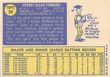 1970 Topps #54 Jeff Torborg Back