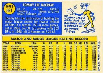 1970 Topps #561 Tom McCraw Back