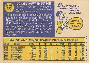 1970 Topps #622 Don Sutton Back