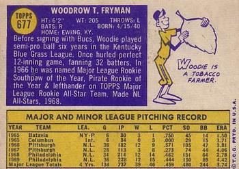 1970 Topps #677 Woodie Fryman Back