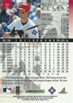 1998 Pinnacle - Home Stats #33 Will Clark Back