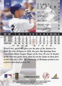 1998 Pinnacle - Home Stats #64 Derek Jeter Back