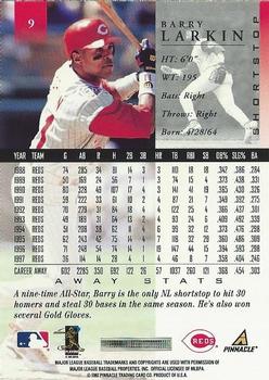 1998 Pinnacle - Away Stats #9 Barry Larkin Back