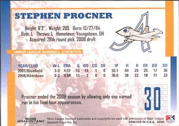 2009 Grandstand Aberdeen IronBirds #NNO Stephen Procner Back