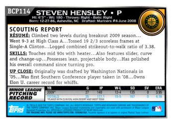 2010 Bowman Chrome - Prospects #BCP114 Steven Hensley Back