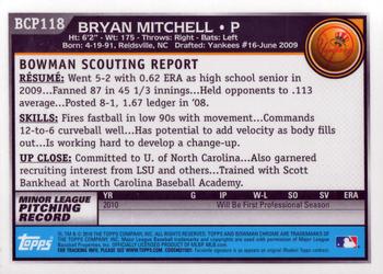 2010 Bowman Chrome - Prospects #BCP118 Bryan Mitchell Back