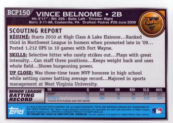 2010 Bowman Chrome - Prospects #BCP150 Vince Belnome Back