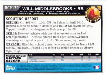 2010 Bowman Chrome - Prospects #BCP179 Will Middlebrooks Back