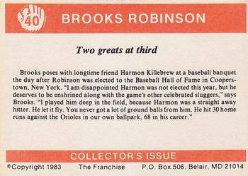 1983 Franchise Brooks Robinson #40 Two greats at third (Brooks Robinson / Harmon Killebrew) Back