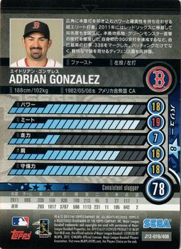 2012 Sega Card-Gen #016 Adrian Gonzalez Back