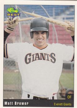 1991 Classic Best Everett Giants #21 Matt Brewer Front