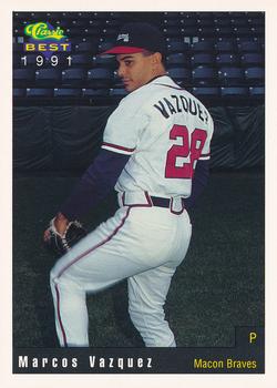 1991 Classic Best Macon Braves #11 Marcos Vazquez Front