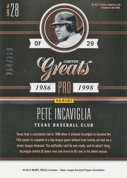 2011 Panini Limited - Greats #28 Pete Incaviglia Back