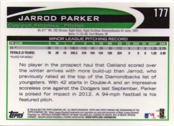 2012 Topps Chrome #177 Jarrod Parker Back