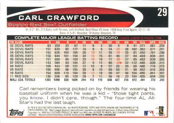 2012 Topps Chrome #29 Carl Crawford Back