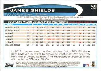 2012 Topps Chrome #59 James Shields Back