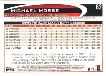 2012 Topps Chrome #62 Michael Morse Back