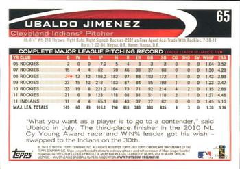 2012 Topps Chrome #65 Ubaldo Jimenez Back