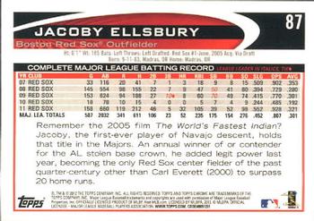 2012 Topps Chrome #87 Jacoby Ellsbury Back