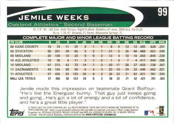 2012 Topps Chrome #99 Jemile Weeks Back