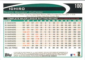 2012 Topps Chrome #100 Ichiro Back