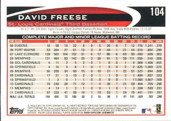 2012 Topps Chrome #104 David Freese Back