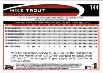 2012 Topps Chrome #144 Mike Trout Back