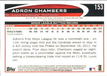 2012 Topps Chrome #153 Adron Chambers Back