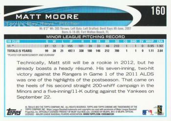 2012 Topps Chrome #160 Matt Moore Back